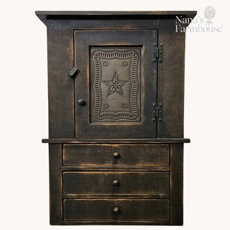 Wall Cupboard with Punched Star Tin - Black