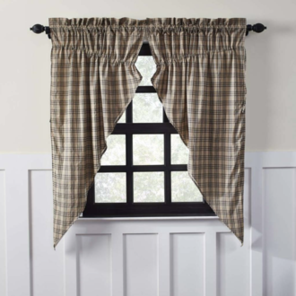 Sawyer Mill Charcoal Plaid Prairie Curtain Lined Set